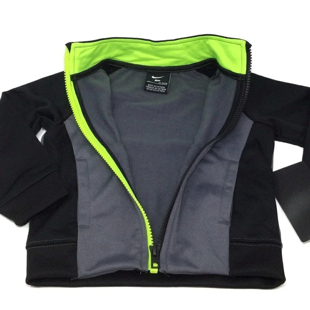 #019‎ Nike boy Raglan color block neon zip front jacket